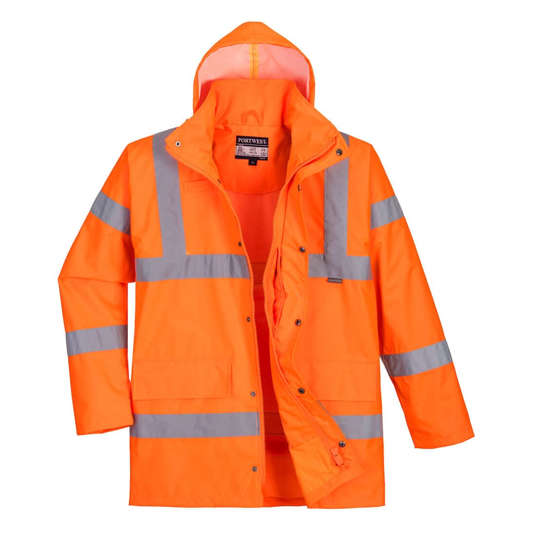 Portwest Hi Vis Breathable Rain Traffic Jacket RT60 - Orange - Customisable Jacket