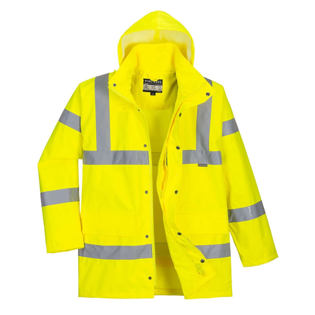 Portwest Hi Vis Breathable Rain Traffic Jacket RT60 - Yellow - Customisable Jacket