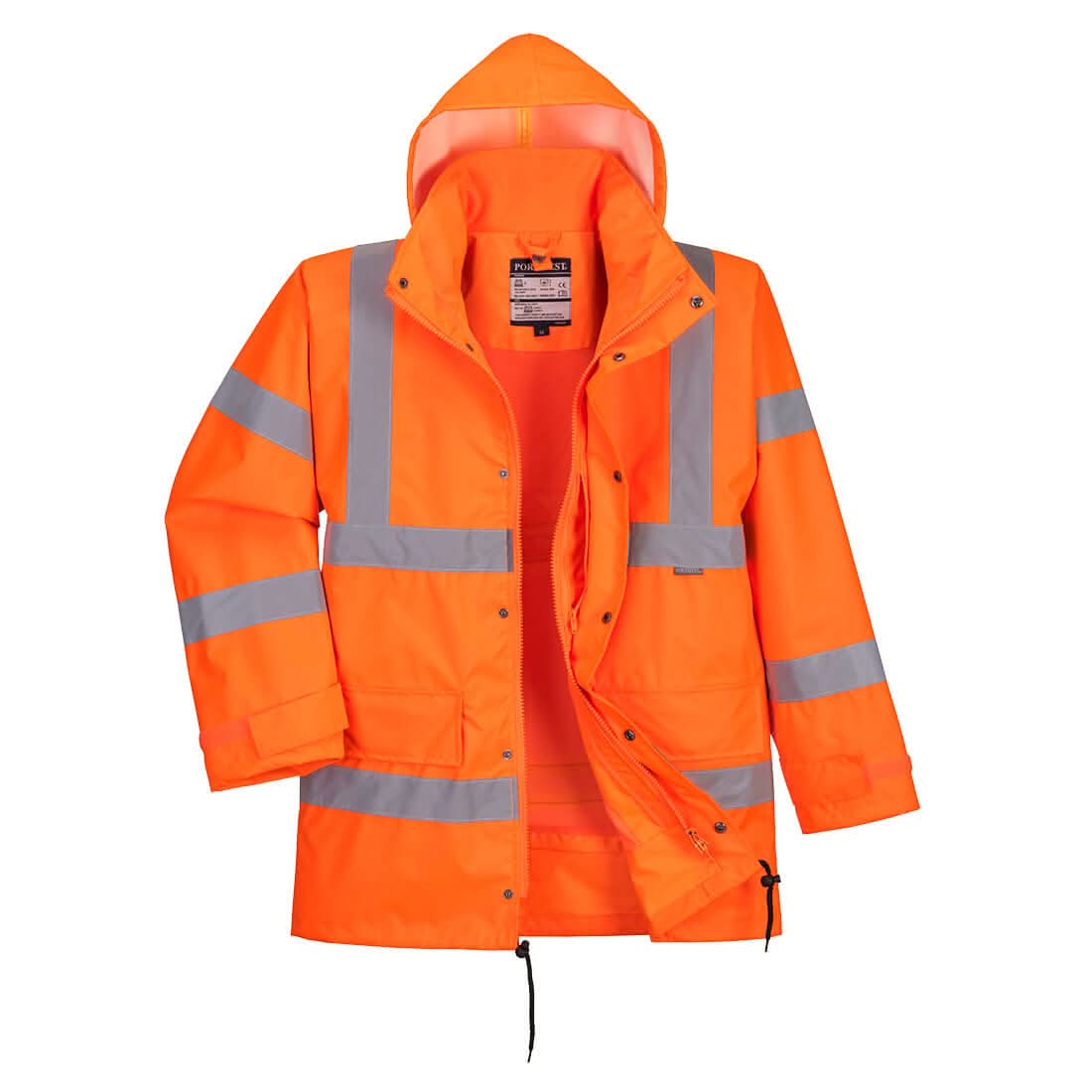 Portwest Hi Vis Breathable Interactive Rain Traffic Jacket RT63 - Orange - Customisable Jacket