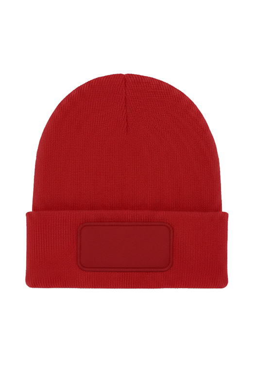 Rectangular Patch Beanie - UC411 - Red One - Customisable HEADWEAR