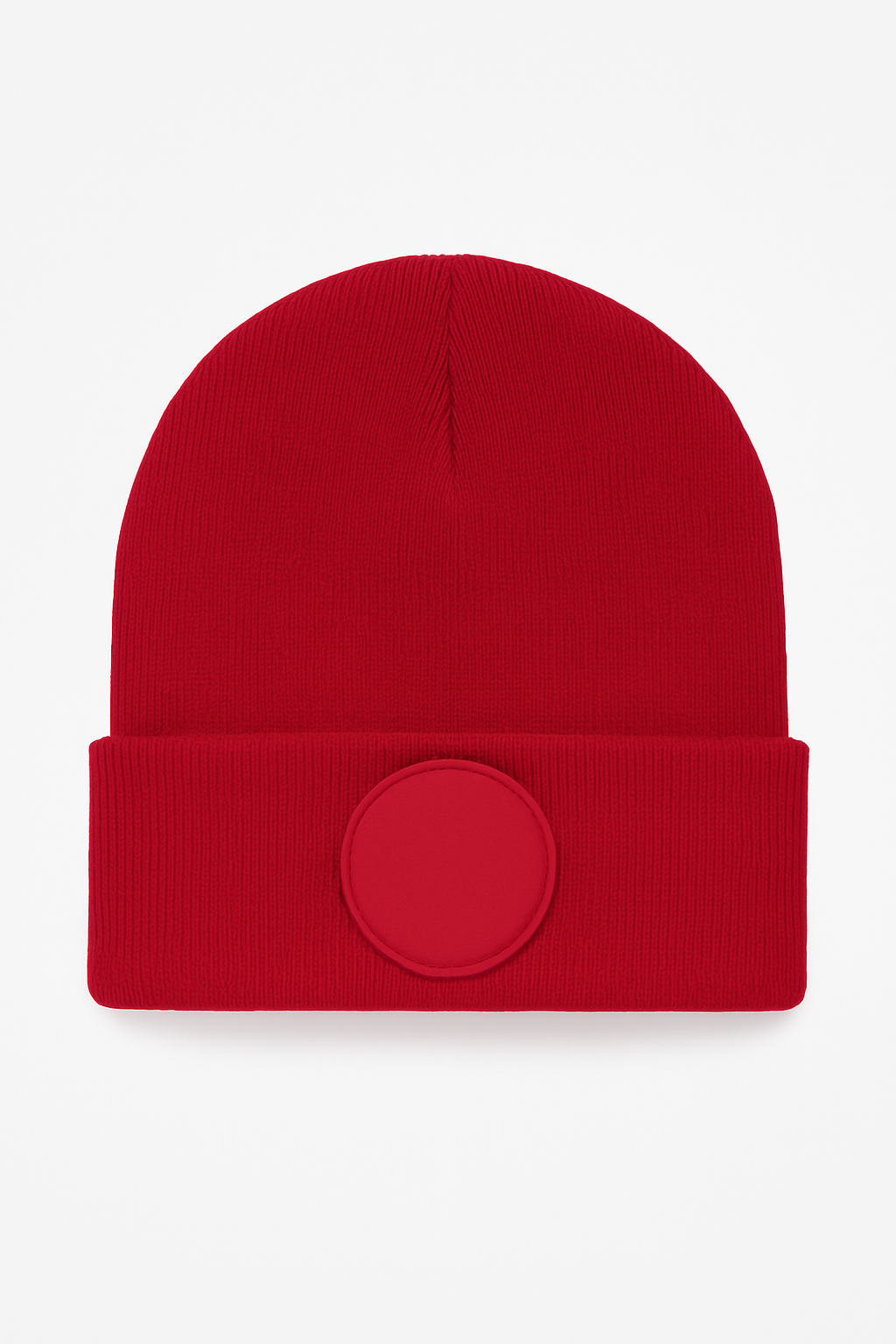 Circular Patch Beanie - UC412 - Red One - Customisable HEADWEAR