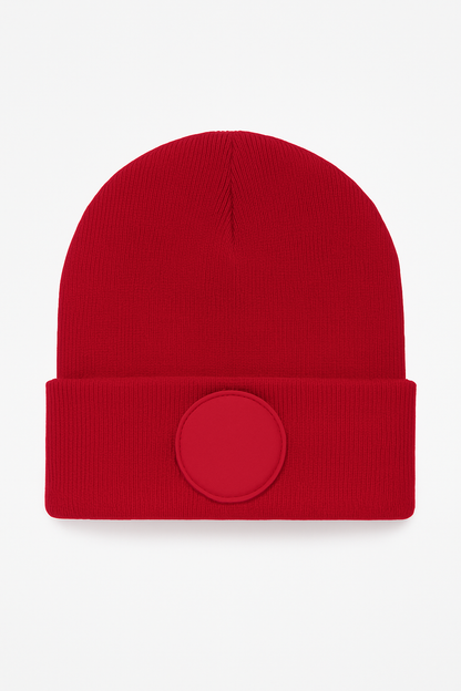 Circular Patch Beanie - UC412 - Red One - Customisable HEADWEAR