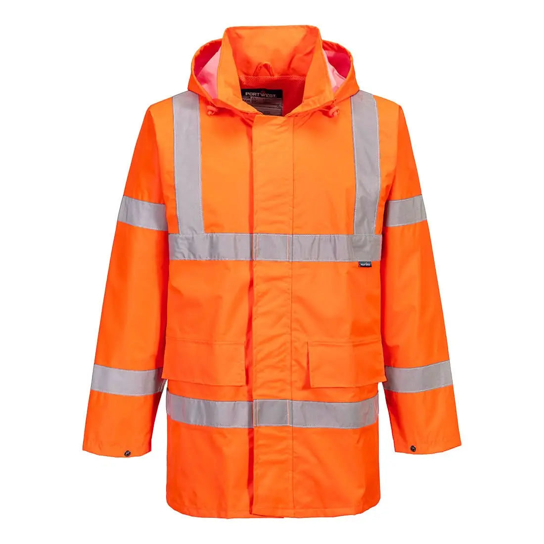Hi Vis Rain Lite Traffic Jacket S160 - Orange - Customisable Rain Jackets