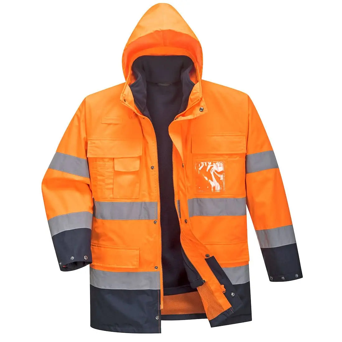 Hi Vis 3 In 1 Contrast Lite Jacket S162 - Orange Navy - Customisable Multi-Way Jackets