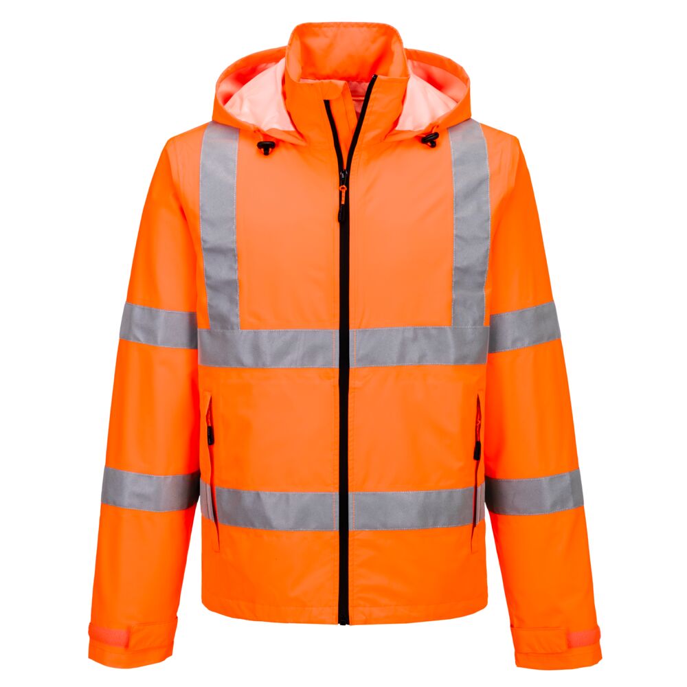 Hi Vis Lightweight Packable Jacket S164 - Orange - Customisable Rain Jackets