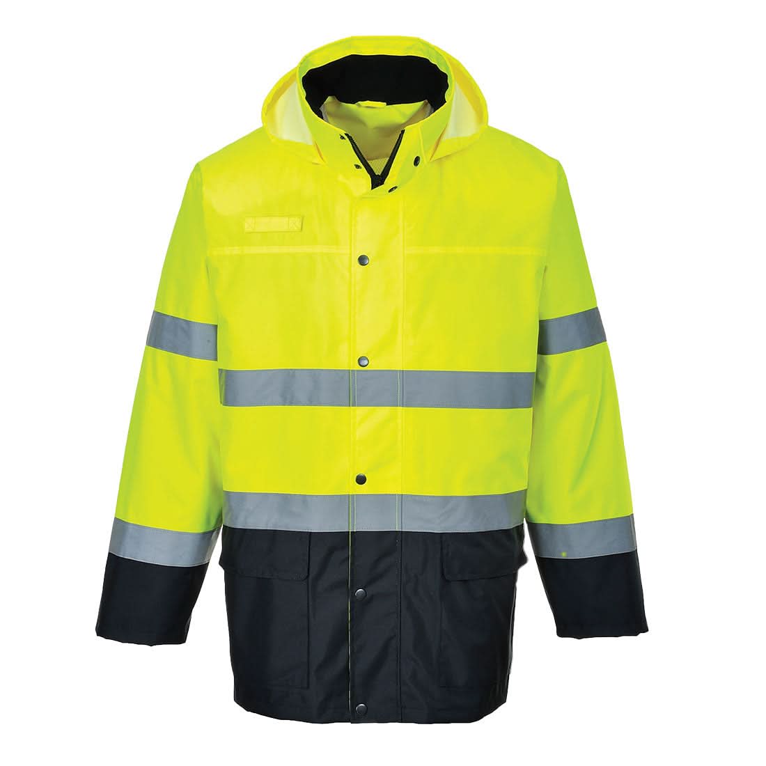 Portwest Hi Vis Contrast Rain Lite Traffic Jacket S166 - Yellow Navy - Customisable Jacket