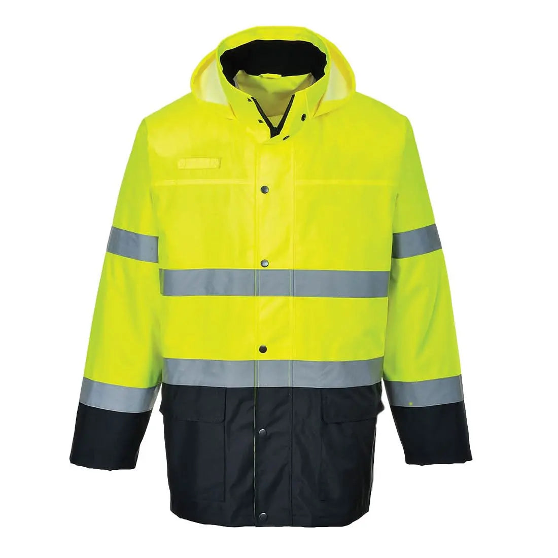 Hi Vis Contrast Rain Lite Traffic Jacket S166 - Yellow Navy - Customisable Rain Jackets