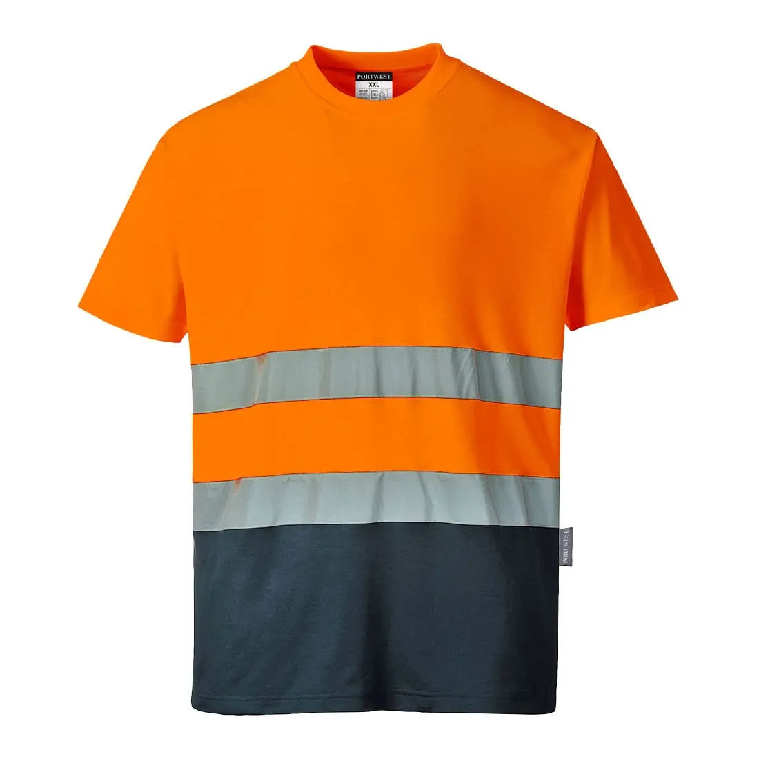 Hi Vis Cotton Comfort Contrast T Shirt S/S S173 - Orange Navy - Customisable T-Shirt