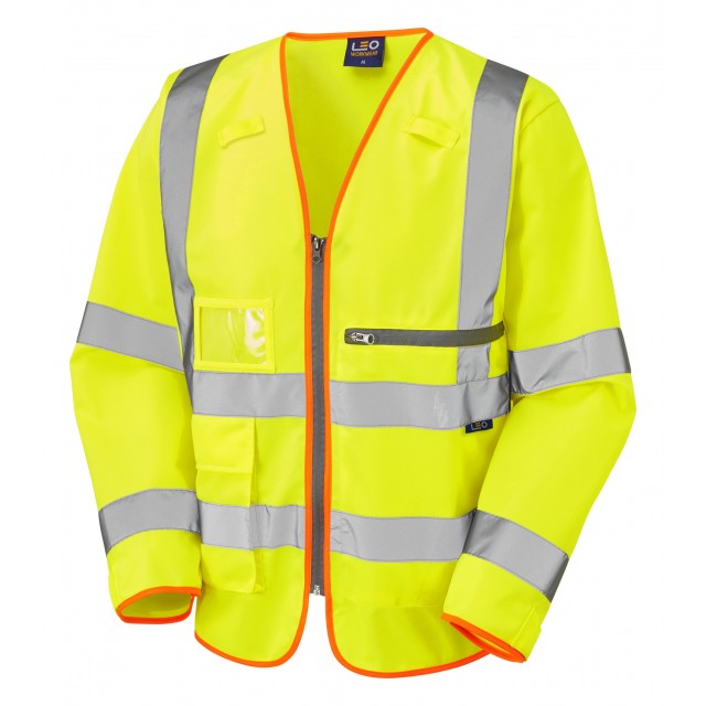 EcoViz Tablet Pocket Sleeved Superior Orange Waistcoat Heddon S24 - HV YELLOW - Customisable HV Vest