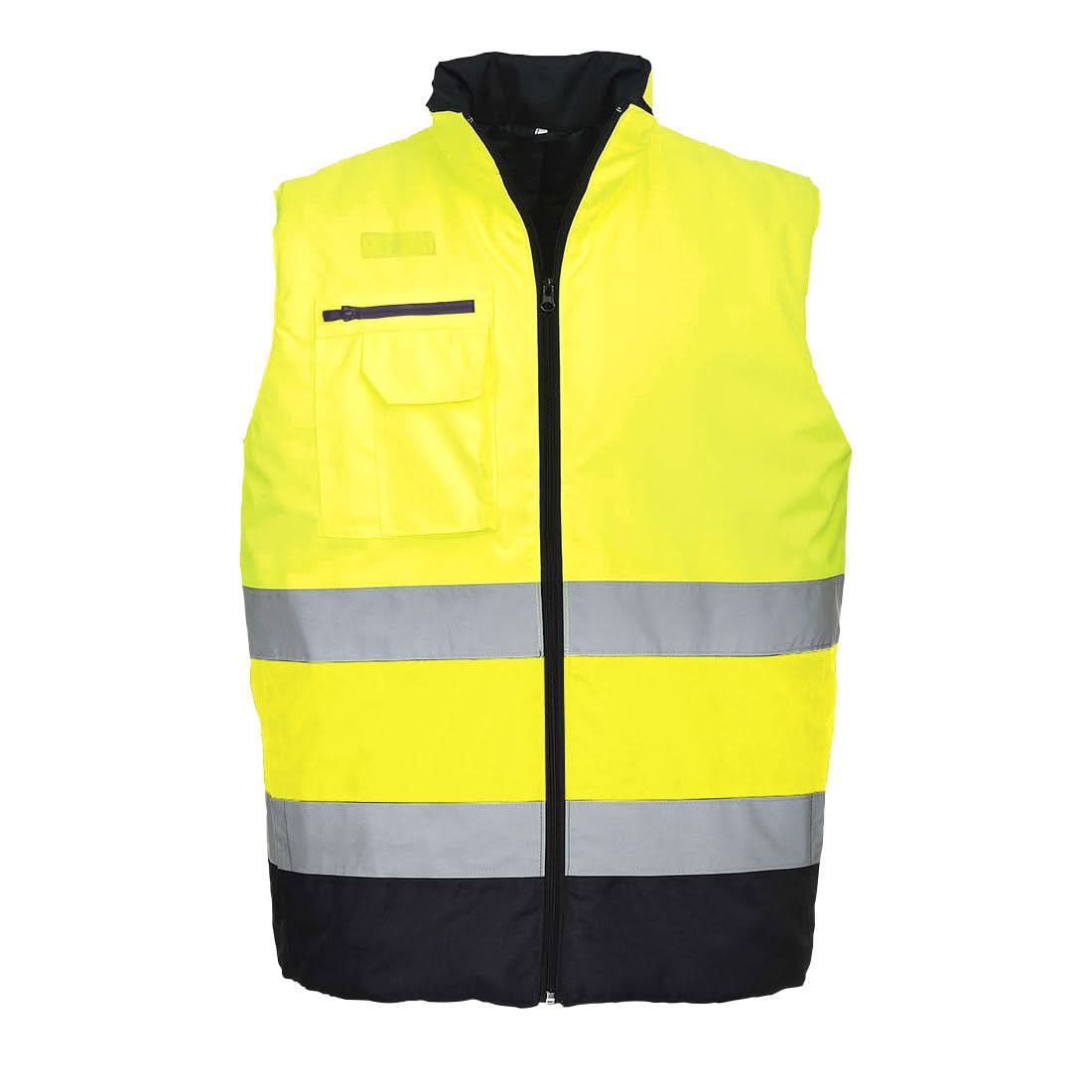 Portwest Hi Vis Contrast Bodywarmer S267 - Yellow Navy - Customisable Bodywarmer