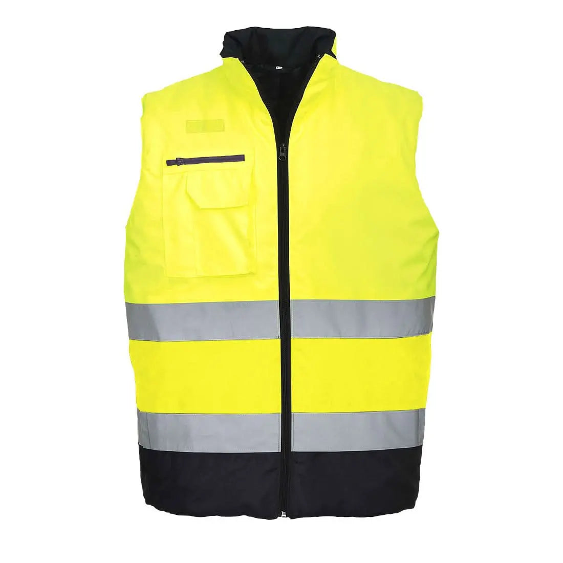 Hi Vis Contrast Bodywarmer S267 - Yellow Navy - Customisable Bodywarmers