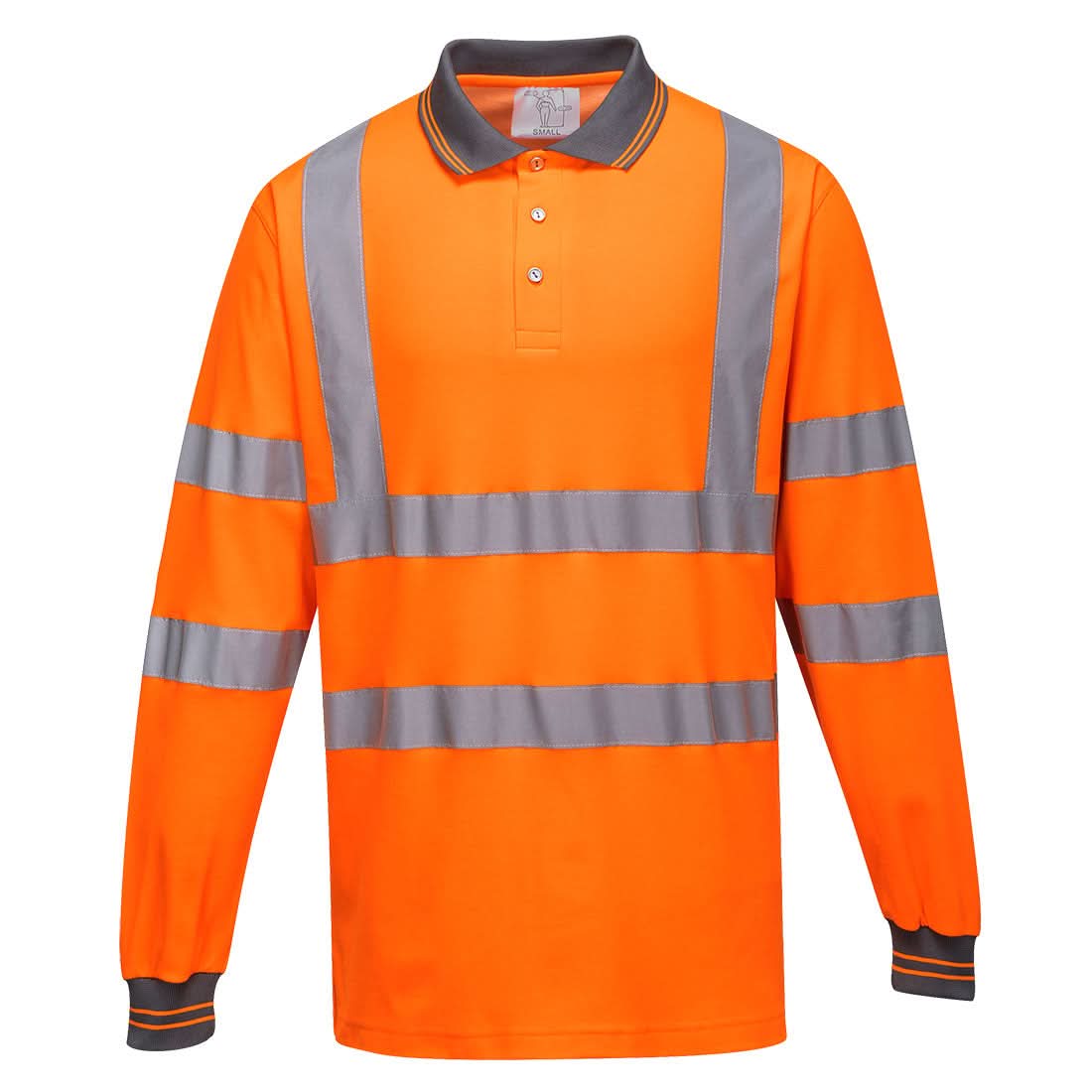 Portwest Hi Vis Cotton Comfort Polo Shirt LS S271 - Orange - Customisable Hi-Vis Polos