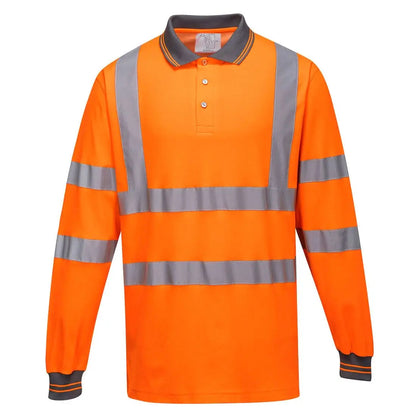 Hi Vis Cotton Comfort Polo Shirt L/S S271 - Orange - Customisable Polo Shirts