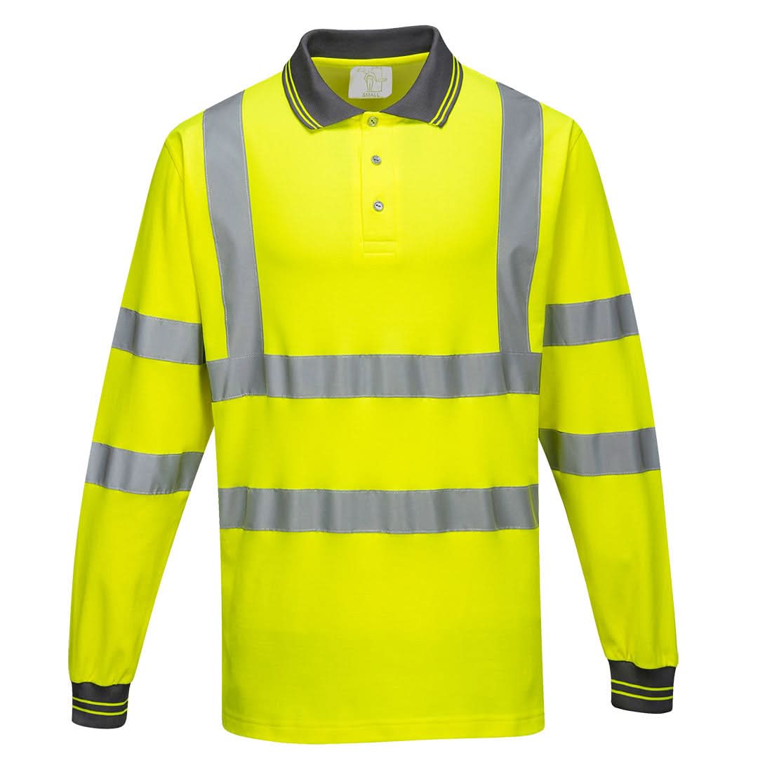 Portwest Hi Vis Cotton Comfort Polo Shirt LS S271 - Yellow - Customisable Hi-Vis Polos