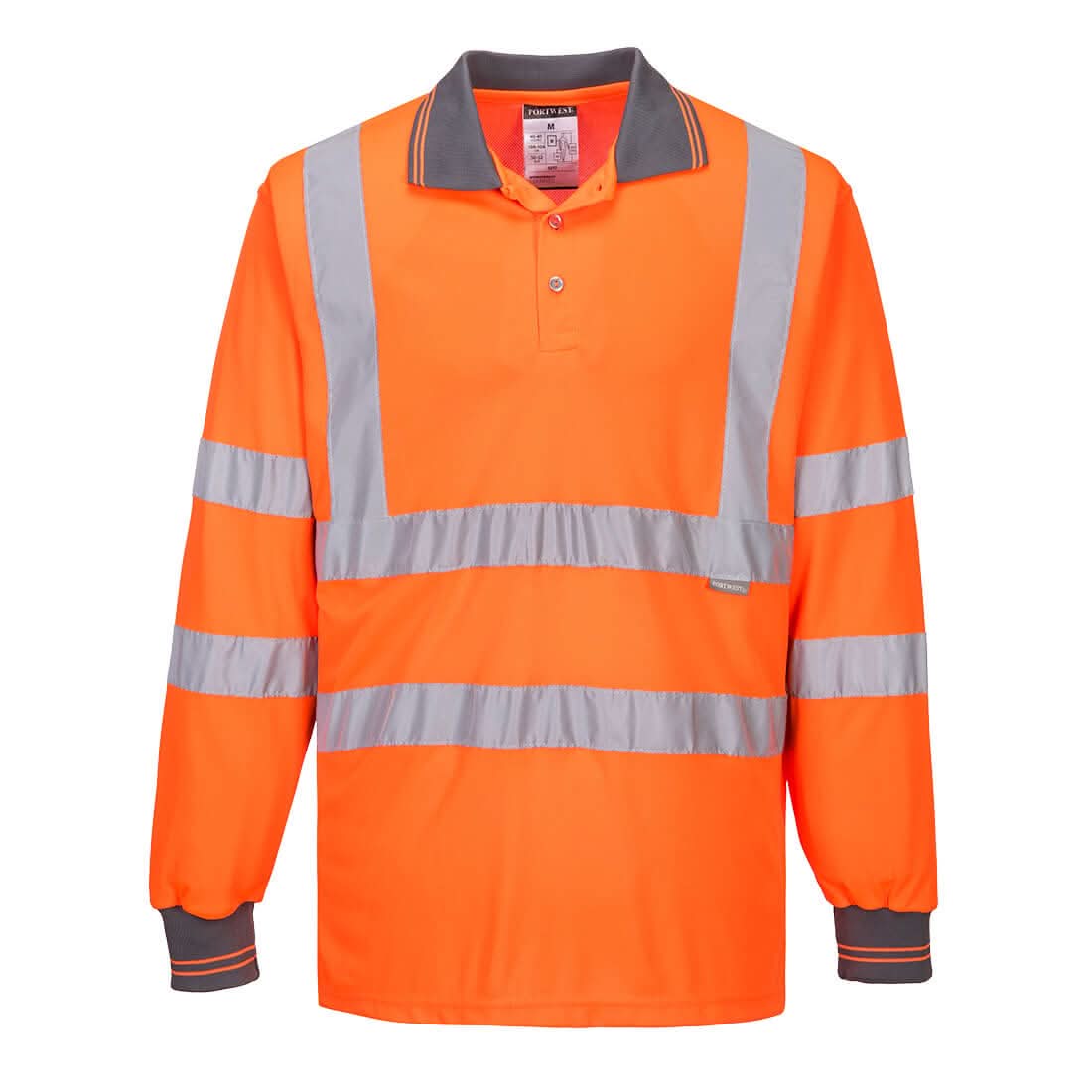 Portwest Hi Vis Polo Shirt LS S277 - Orange - Customisable Hi-Vis Polos