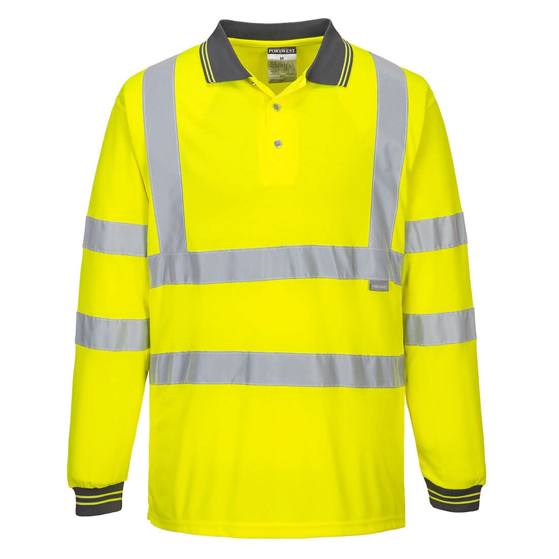 Portwest Hi Vis Polo Shirt LS S277 - Yellow - Customisable Hi-Vis Polos