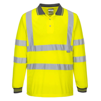 Portwest Hi Vis Polo Shirt LS S277 - Yellow - Customisable Hi-Vis Polos