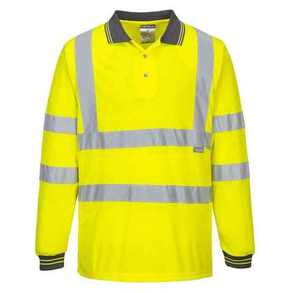 Hi Vis Polo Shirt L/S S277 - Yellow - Customisable Polo Shirts
