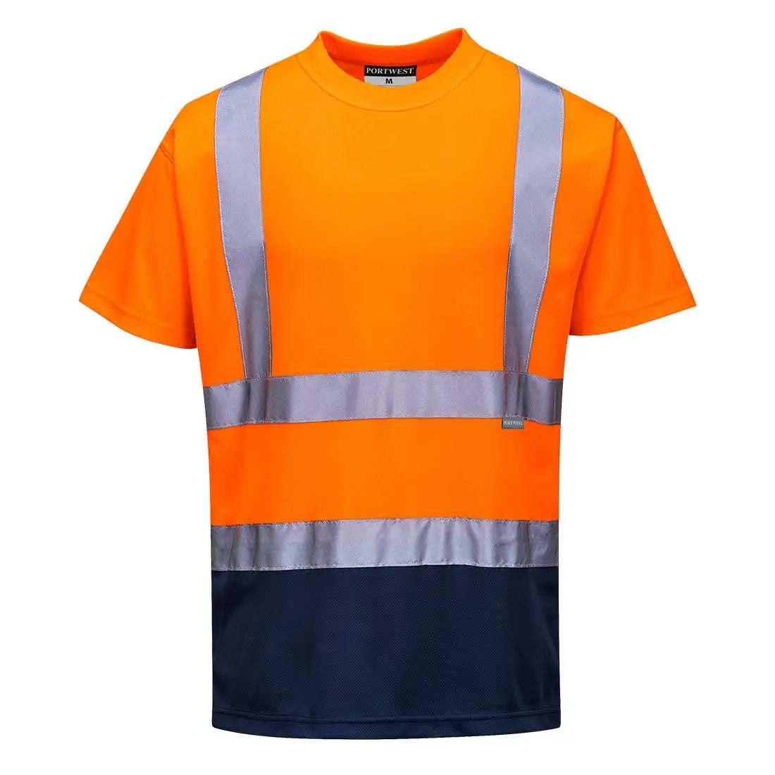 Hi Vis Contrast T Shirt S/S S378 - Orange Navy - Customisable T-Shirt