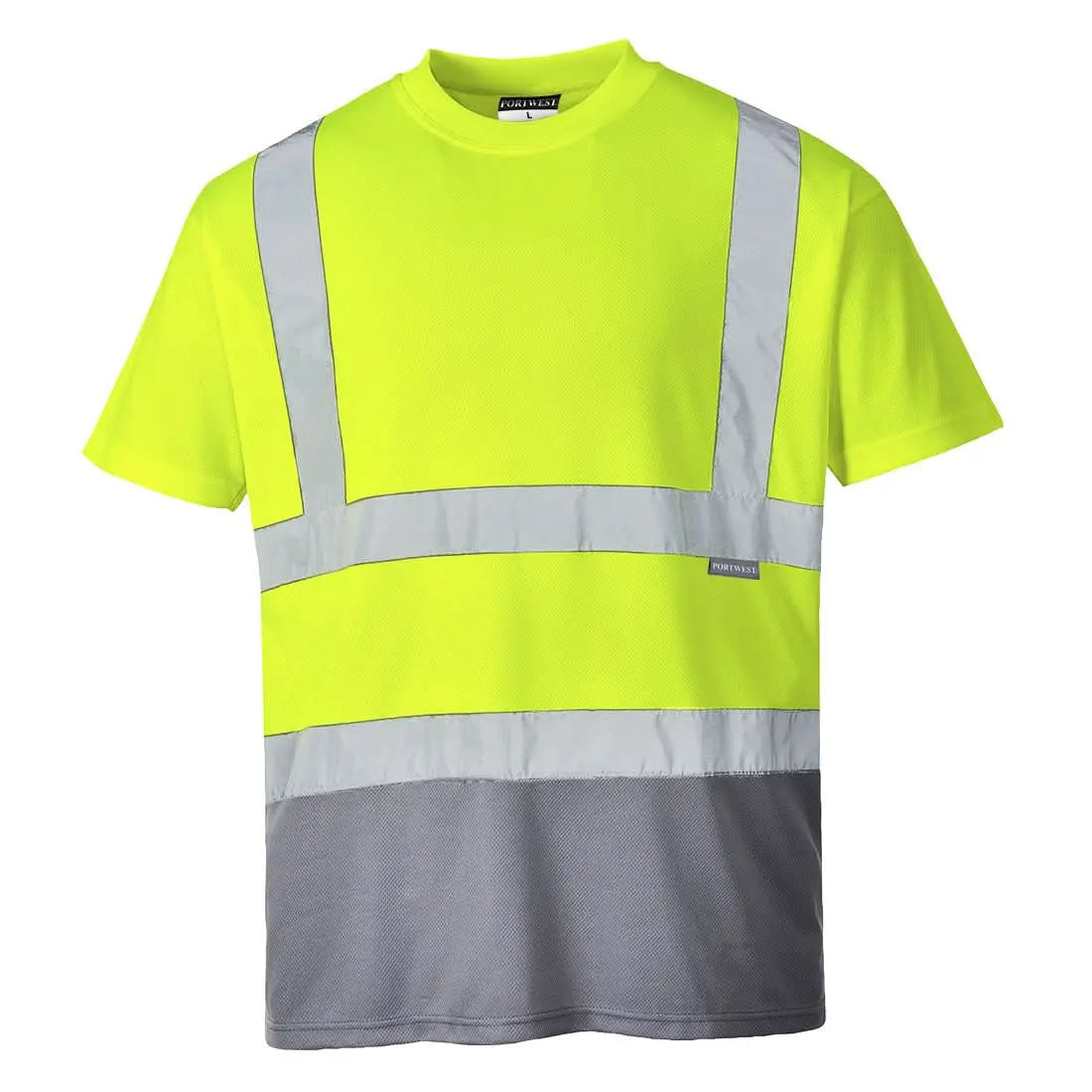 Hi Vis Contrast T Shirt S/S S378 - Yellow Grey - Customisable T-Shirt