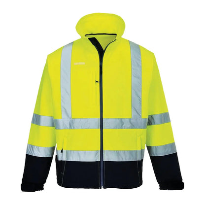 Hi Vis Contrast Softshell (3 L) S425 - Yellow Navy - Customisable Softshell Jackets