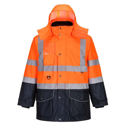 Hi Vis Breathable 7 In 1 Contrast Traffic Jacket S426 - Orange Navy - Customisable Multi-Way Jackets