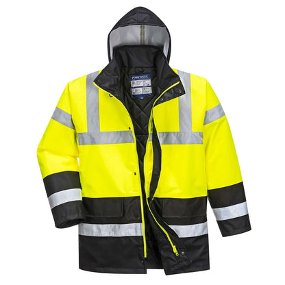 Portwest Hi Vis Contrast Winter Traffic Jacket S466 - Yellow Black - Customisable Jacket