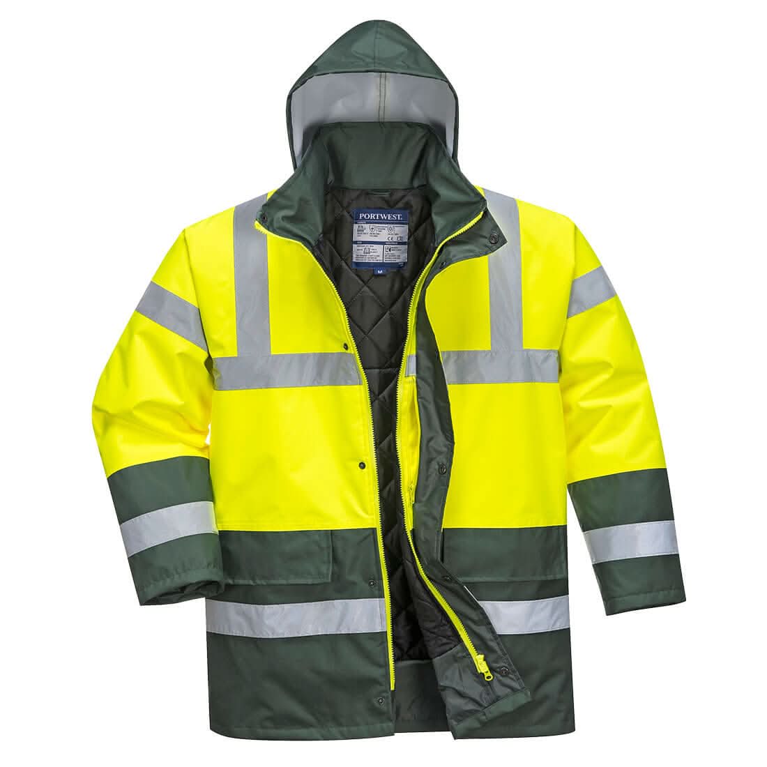 Portwest Hi Vis Contrast Winter Traffic Jacket S466 - Yellow Green - Customisable Jacket