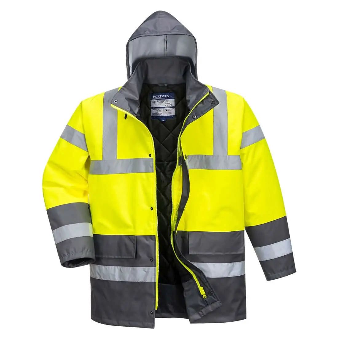 Hi Vis Contrast Winter Traffic Jacket S466 - Yellow Grey - Customisable Insulated Jackets