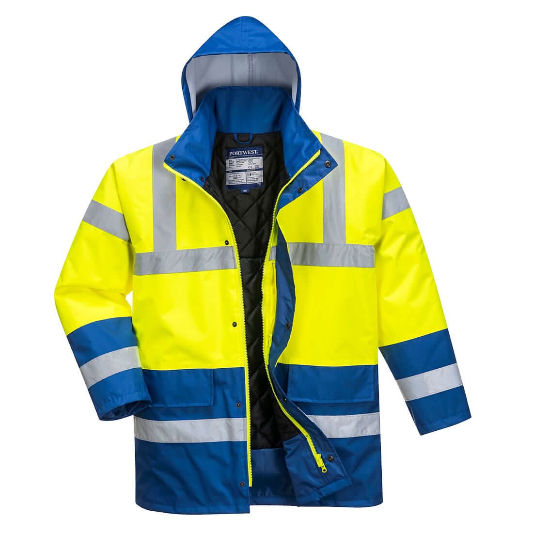 Portwest Hi Vis Contrast Winter Traffic Jacket S466 - Yellow Royal - Customisable Jacket