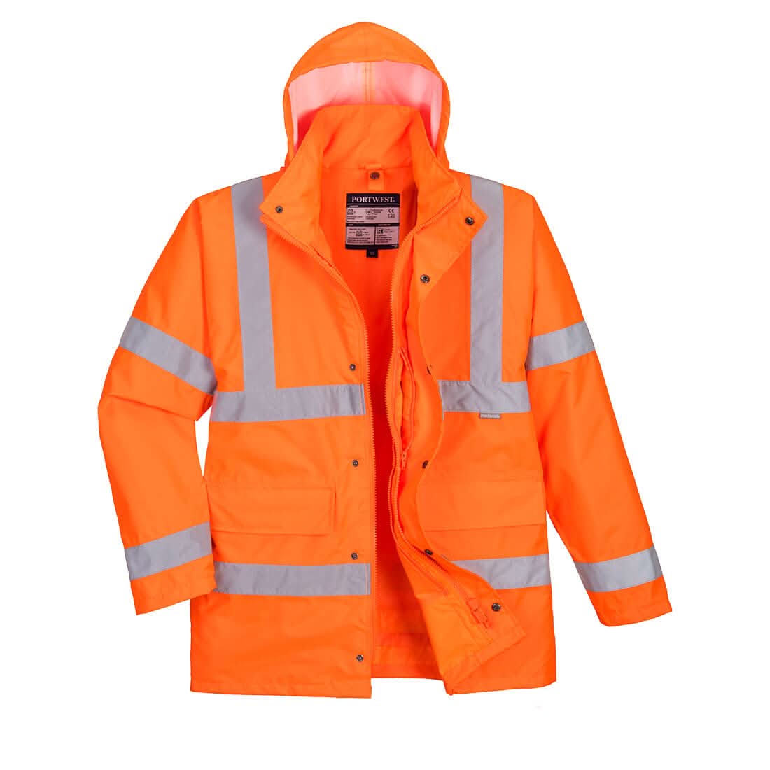 Portwest Hi Vis 4 In 1 Traffic Jacket S468 - Orange - Customisable Jacket
