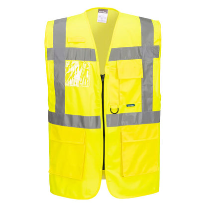 Portwest Berlin Hi Vis Executive Vest S476 - Yellow - Customisable HV Vest