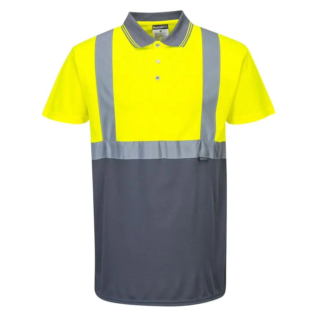 Hi Vis Contrast Polo Shirt S/S S479 - Yellow Grey - Customisable Polo Shirts