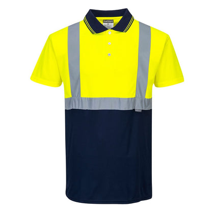 Portwest Hi Vis Contrast Polo Shirt SS S479 - Yellow Navy - Customisable Hi-Vis Polos