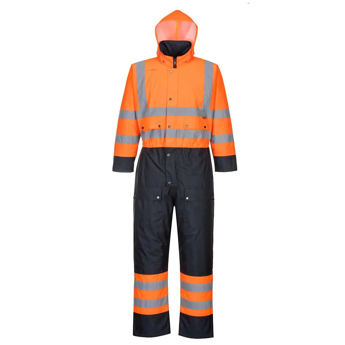 Hi Vis Contrast Winter Coverall S485 - Orange Navy - Customisable Coveralls
