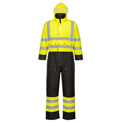 Portwest Hi Vis Contrast Winter Coverall S485 - Yellow Black - Customisable HV Coverall