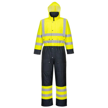 Hi Vis Contrast Winter Coverall S485 - Yellow Navy - Customisable Coveralls