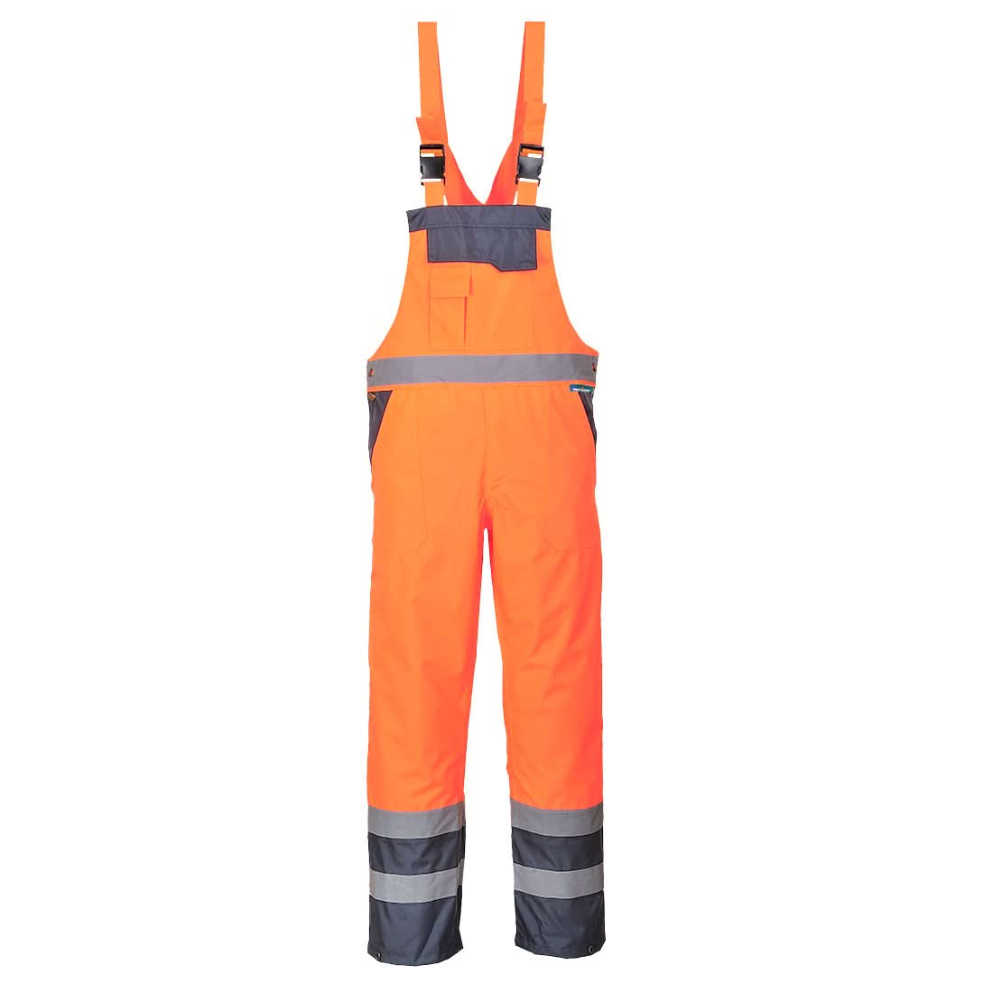 Portwest Hi-vis Breathable Contrast Rain Bib and Brace S488 - Orange Navy - Customisable Coveralls