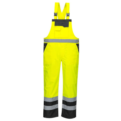 Hi Vis Breathable Contrast Rain Bib And Brace S488 - Yellow Black - Customisable Bib &amp; Braces
