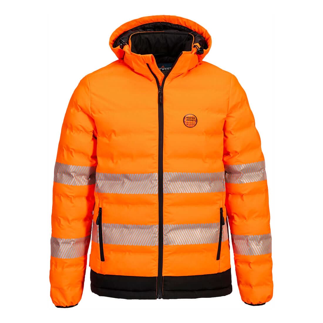 Portwest Hi Vis Ultrasonic Heated Tunnel Jacket S548 - Orange Black - Customisable Jacket