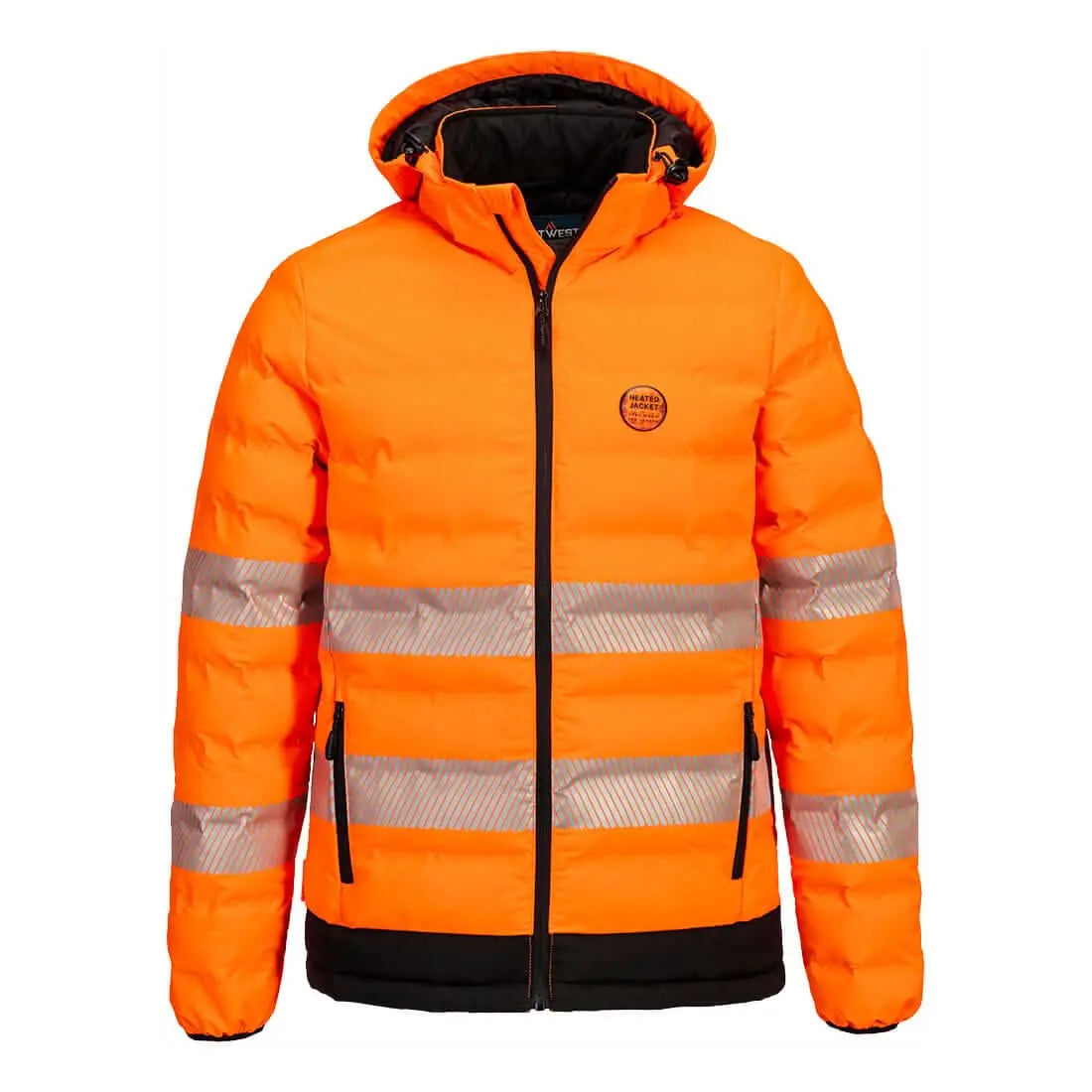 Hi Vis Ultrasonic Heated Tunnel Jacket S548 - Orange Black - Customisable Insulated Jackets