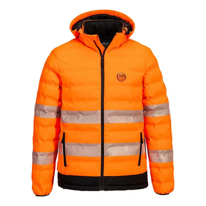Hi Vis Ultrasonic Heated Tunnel Jacket S548 - Orange Black - Customisable Insulated Jackets