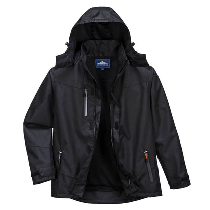 Portwest Outcoach Rain Jacket s555 - Black - Customisable Rain Jacket