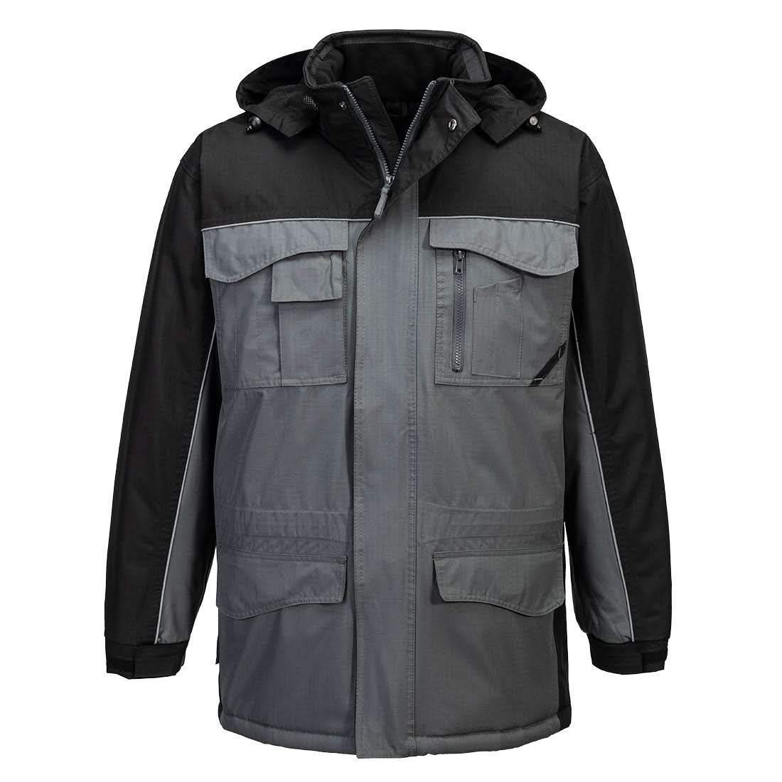 Portwest Ripstop Winter Jacket S562 - Black Grey - Customisable Jacket