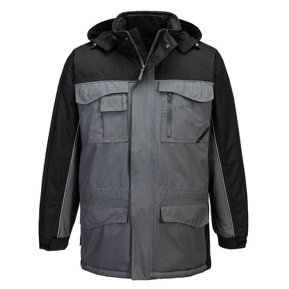 Portwest Ripstop Winter Jacket S562 - Black Grey - Customisable Jacket
