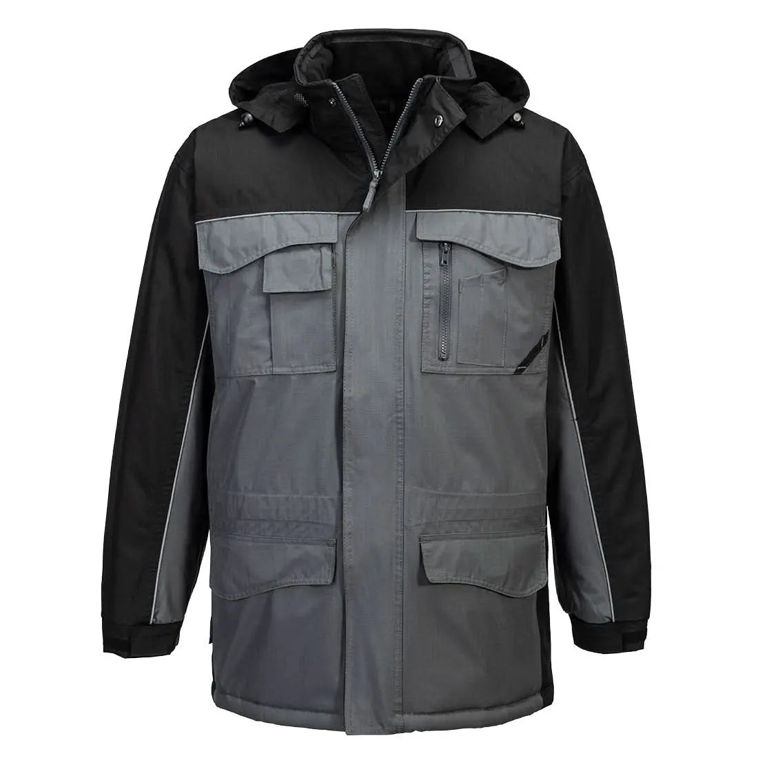 Ripstop Winter Jacket S562 - Black Grey - Customisable Insulated Jackets