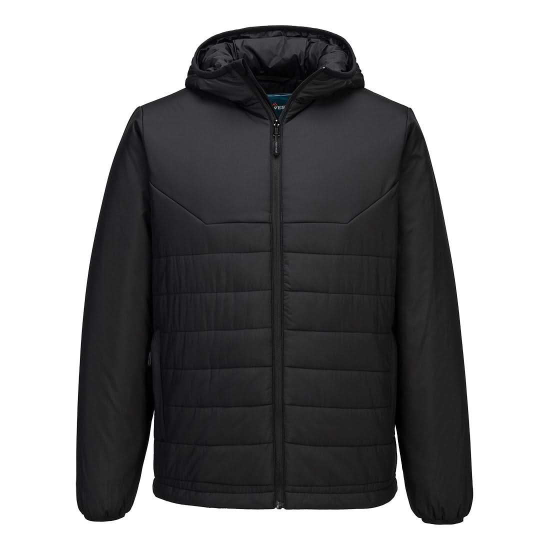 Portwest Professional Hooded Insulated Baffle Jacket - Black - Customisable Jacket