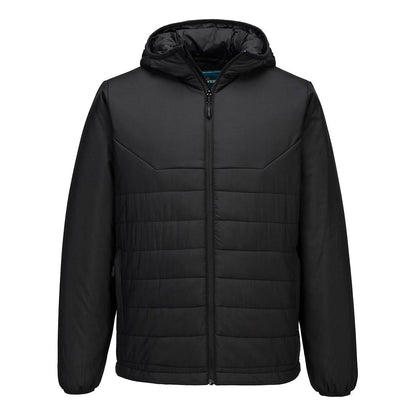 Portwest Professional Hooded Insulated Baffle Jacket - Black - Customisable Jacket