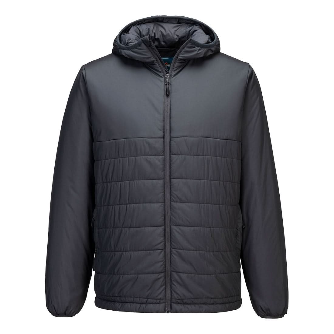 Portwest Professional Hooded Insulated Baffle Jacket - Metal Grey - Customisable Jacket