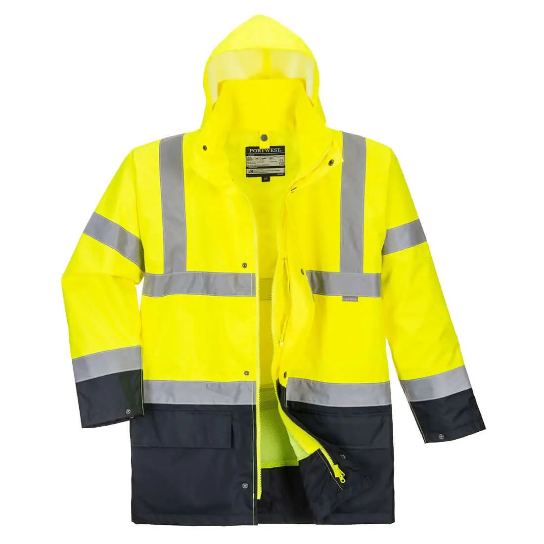 Hi Vis 5 In 1 Contrast Essential Jacket S766 - Yellow Black - Customisable Multi-Way Jackets